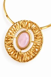 Choker Semijoia Essenza Aro Trabalhado e Pedra Oval Dourado