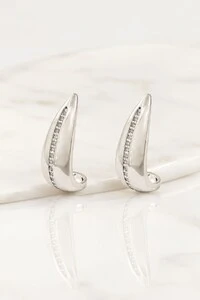Brinco Semijoia Ear Hook Cravejado Medio Rodio
