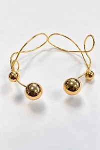 Bracelete Semijoia Essenza Assimétrico Esferas Dourado