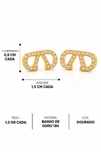 Brinco Semijoia Dupla Cravejado Pri Acessórios