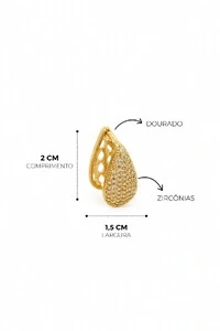 Brinco Bijuteria Argola Gota Cravejada Pri Acessórios