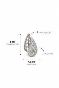 Brinco Bijuteria Argola Gota Cravejada Pri Acessórios