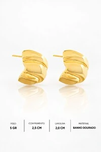 Brinco Paula Meia Esfera Texturizado Dourado