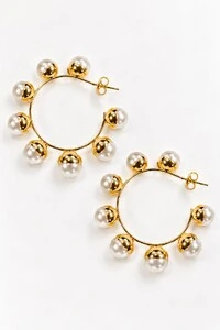 Brinco Semijoia Essenza Argola Pérola Dourado