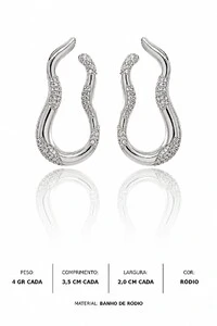 Brinco Orgânico Duo Banho Ouro 18K Banho Ródio Feminino