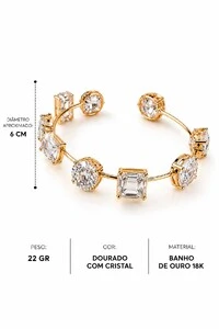Bracelete Semijoia Essenza Multiformas Dourado