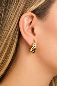 Brinco Argola Gota Orgânica Dourado
