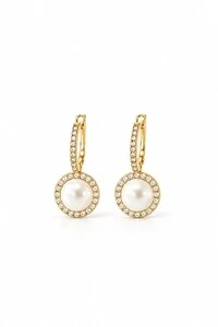 Brinco Argola Cravejada Banho Ouro 18K Banho Ródio Feminino