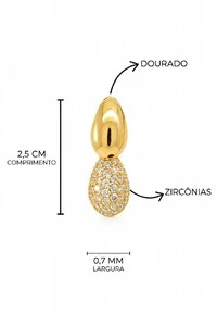 Brinco Semijoia Gota Lisa e Cravejada Pri Acessórios