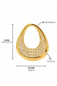 Brinco Semijoia Orgânico Cravejado Pri Acessórios