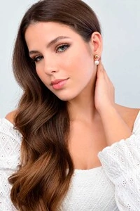 Brinco Semijoia Essenza Ear Jacket Esfera e Pérola Dourado
