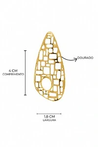 Brinco Semijoia Gota Orgânica Vazada Dourado Pri Acessórios