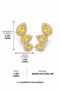 Brinco Semijoia Ear Cuff Gotas Cravejado Pri Acessórios
