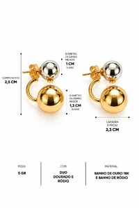 Brinco Semijoia Essenza Ear Jacket Esfera Duo