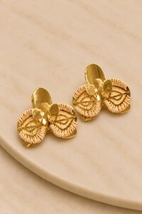 Brinco Semijoia Lumen Orquídea Trabalhado Dourado