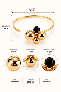 Bracelete Semijoia Essenza Esferas Dourado