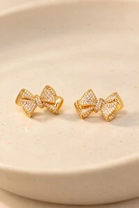 Brinco Semijoia Dalila Laço Cravejado Dourado