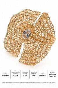 Bracelete Semijoia Essenza Flor Artesanal Dourado