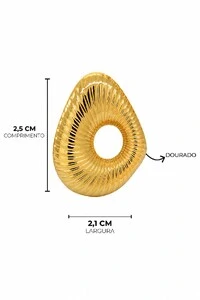 Brinco Semijoia Gota Vazada Canelada Dourado Pri Acessórios