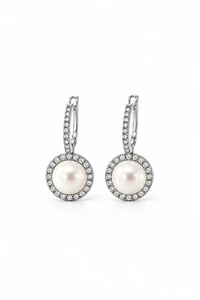 Brinco Argola Cravejada Banho Ouro 18K Banho Ródio Feminino