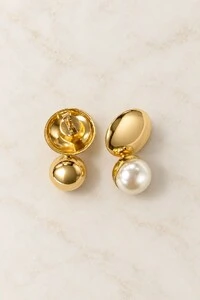 Conjunto Semijoia Essenza Pérola e Chapa Dourado