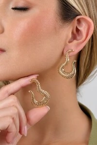 Brinco Semijoia Orgânico Dourado Pri Acessórios