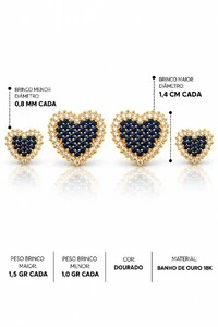 Brinco Semijoia Coração Cravejado Pri Acessórios