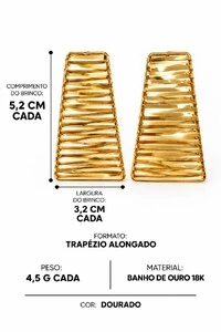 Brinco Semijoia Essenza Geométrico Aramado Dourado