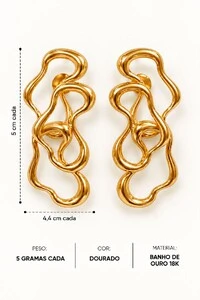 Brinco Semijoia Essenza Orgânico Vazado Dourado