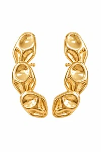 Brinco Semijoia Essenza Ear Cuff Orgânico Martelado Dourado
