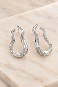 Brinco Orgânico Duo Banho Ouro 18K Banho Ródio Feminino