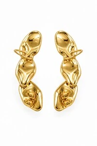 Brinco Semijoia Essenza Ear Cuff Orgânico Martelado Dourado