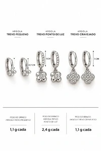 Brinco Semijoia Trio Argola Trevo Pri Acessórios