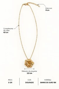 Colar Semijoia Essenza Flor Plissada Dourado