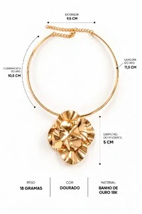 Choker Semijoia Essenza Aro Flor Orgânica Dourado