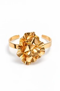 Bracelete Semijoia Essenza Flor Orgânica Dourado