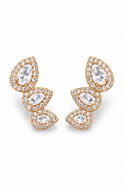 Foto Brinco Semijoia Ear Cuff Gotas Cravejado Pri Acessórios