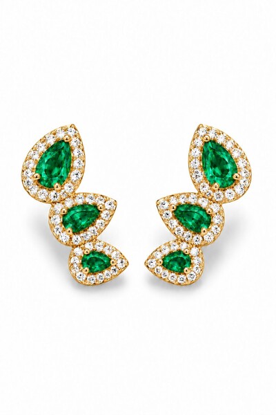 Foto Brinco Semijoia Ear Cuff Gotas Cravejado Pri Acessórios
