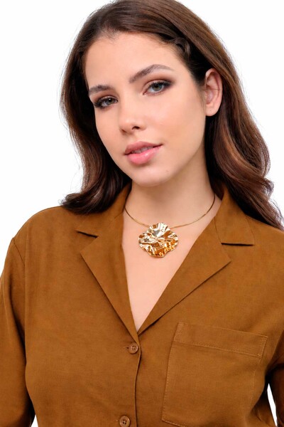 Foto Choker Semijoia Essenza Aro Flor Orgânica Dourado