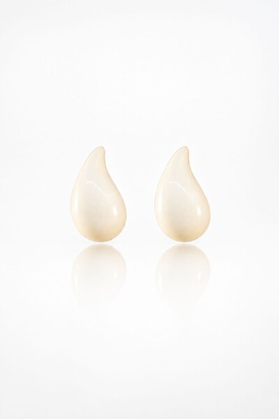 Foto Brinco Hailley Gota Esmaltado Branco Pequeno Dourado
