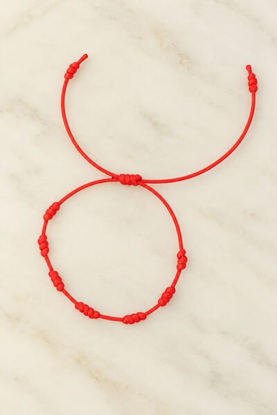 Foto Pulseira Kabbalah Sete Nós Vermelho