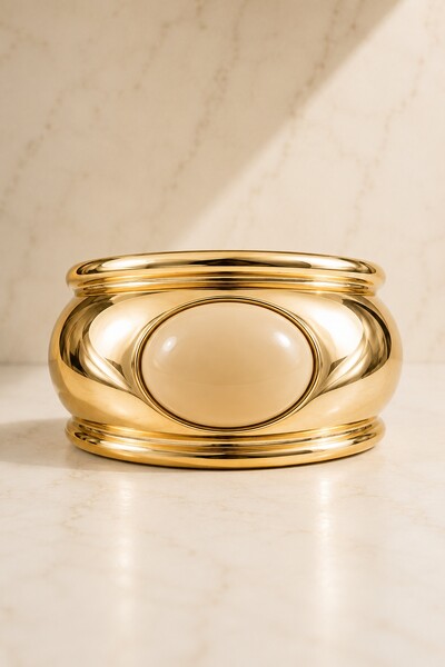 Foto Bracelete Maxi Abaulado e Pedra Oval Dourado