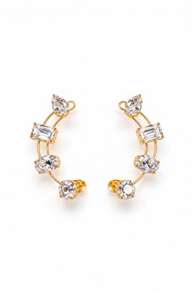Foto Brinco Semijoia Essenza Ear Cuff Multiformas Dourado