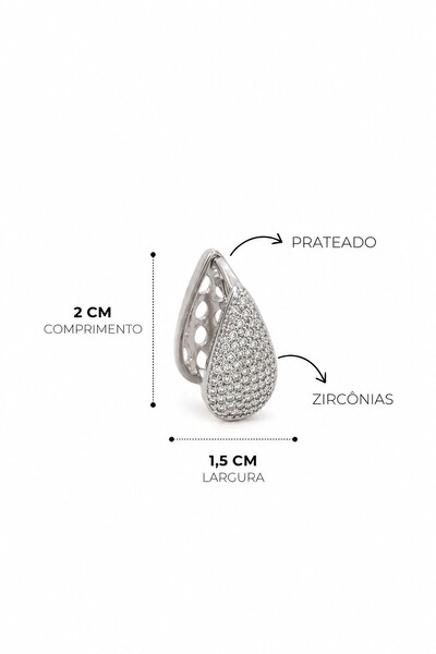 Foto Brinco Bijuteria Argola Gota Cravejada Pri Acessórios