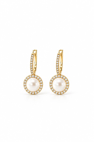 Foto Brinco Argola Cravejada Banho Ouro 18K Banho Ródio Feminino