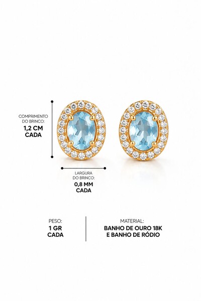 Foto Brinco Semijoia Oval Cravejado Pri Acessórios