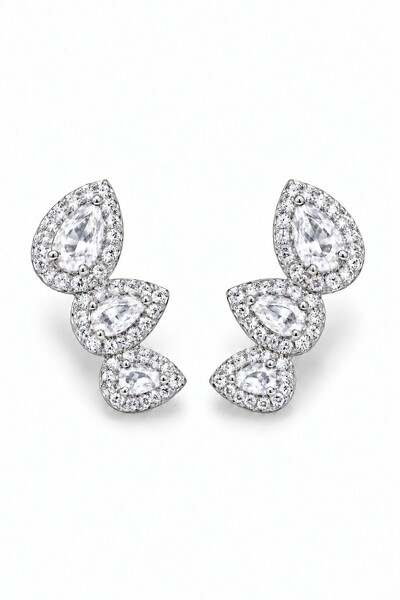 Foto Brinco Semijoia Ear Cuff Gotas Cravejado Pri Acessórios