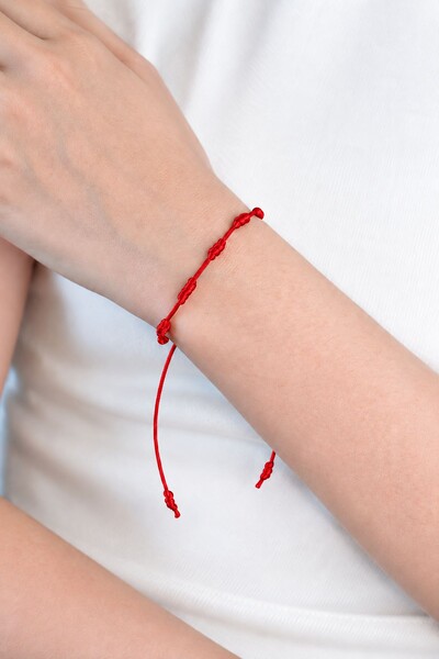 Foto Pulseira Kabbalah Sete Nós Vermelho