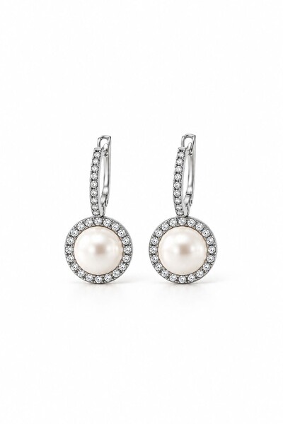 Foto Brinco Argola Cravejada Banho Ouro 18K Banho Ródio Feminino
