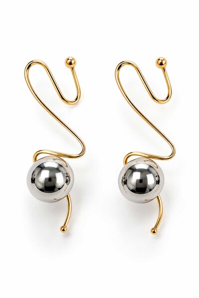 Foto Brinco Semijoia Essenza Orgânico Esfera Duo